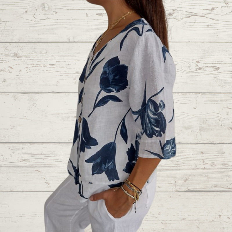 🎉New product launch💐– Women's Linen V-Neck Loose Top (51% OFF)