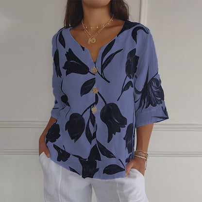 🎉New product launch💐– Women's Linen V-Neck Loose Top (51% OFF)